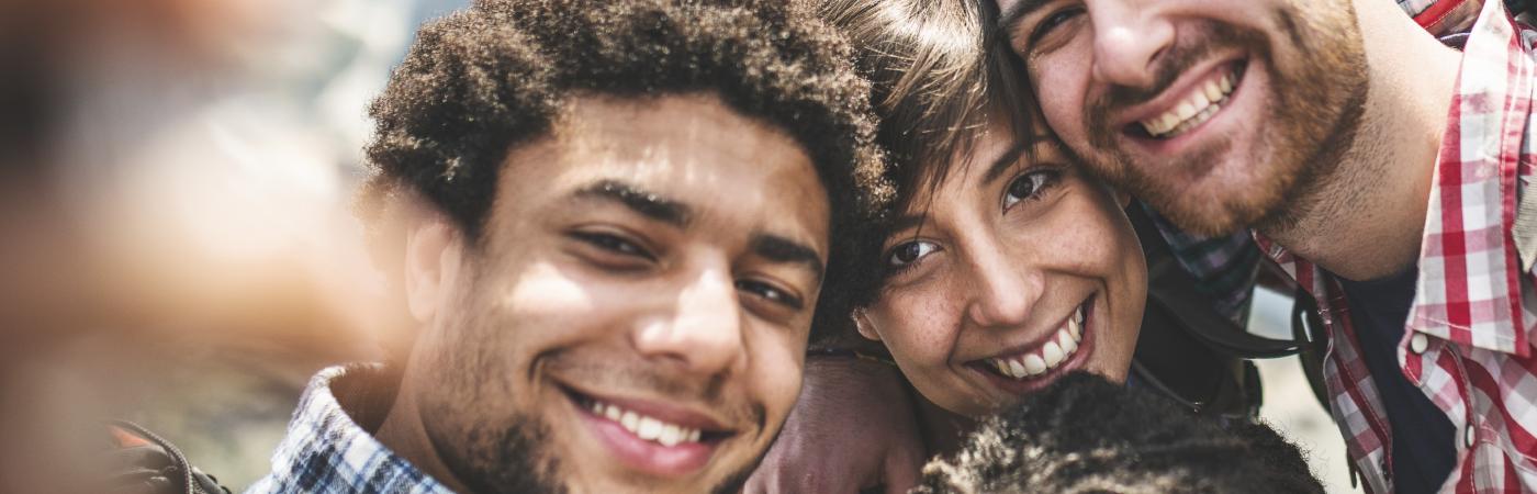 Stock image of a family taking a selfie
