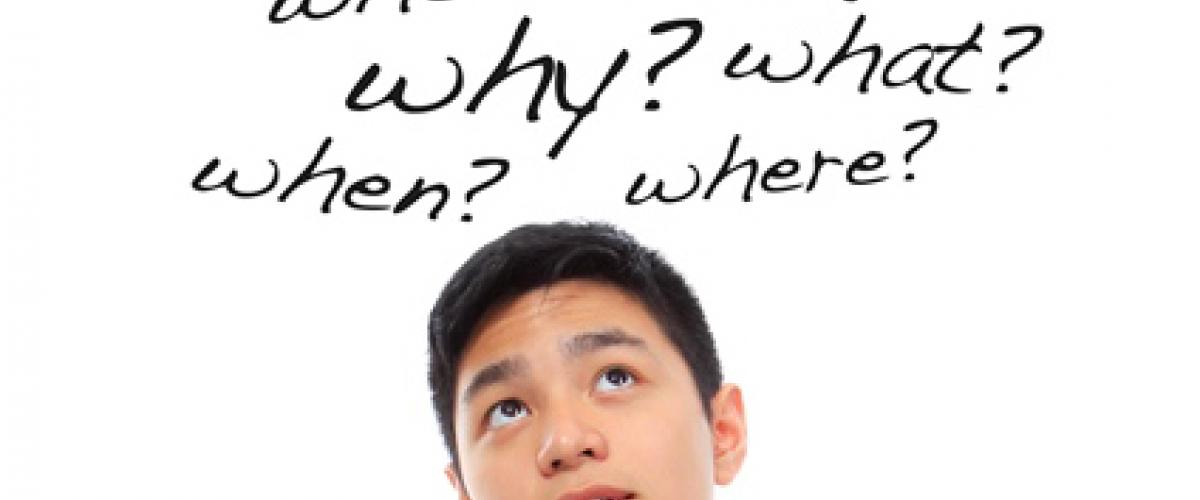 teen with questions above head
