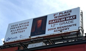 2025 opioid prevention billboard contest winner (Photo credit: Montgomery County, PA)