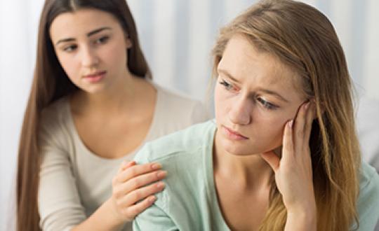 teen girl talking seriously