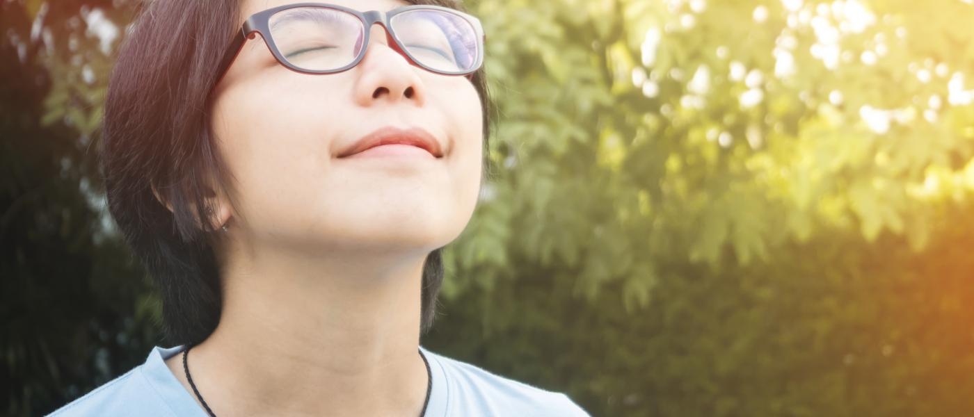 teen breathing outside