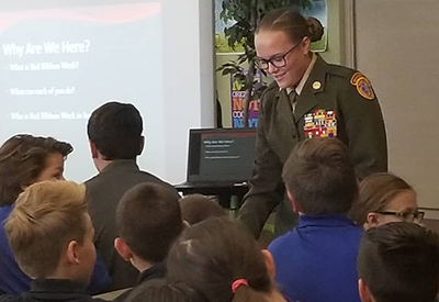 abbigail waters talking to students